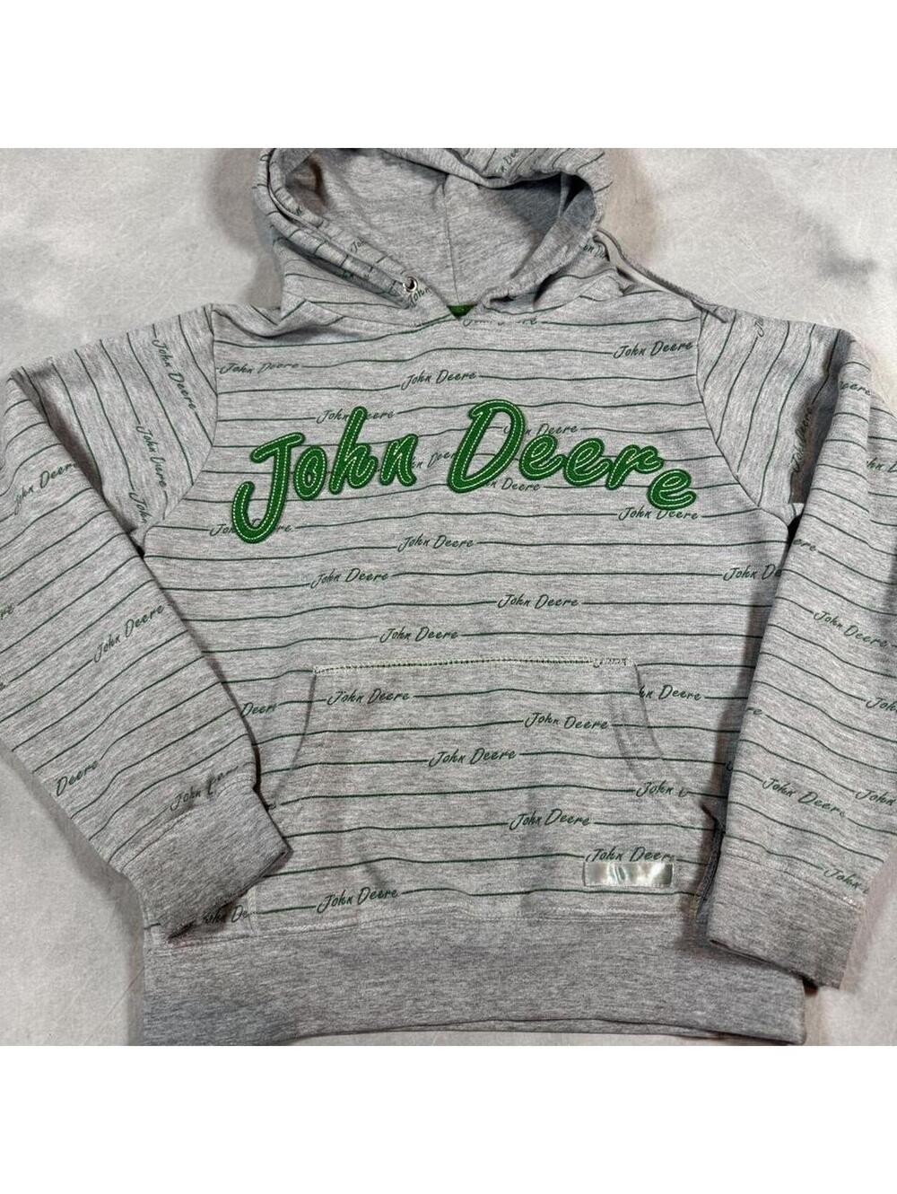 Vintage 2000s John Deere Allover Print Hoodie Logo Farmcore Y2K